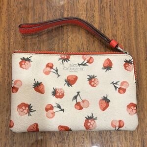 Coach strawberry and cherry wristlet